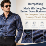 Barry.Wang Men's Silk Long Sleeve Button Down Business Shirt