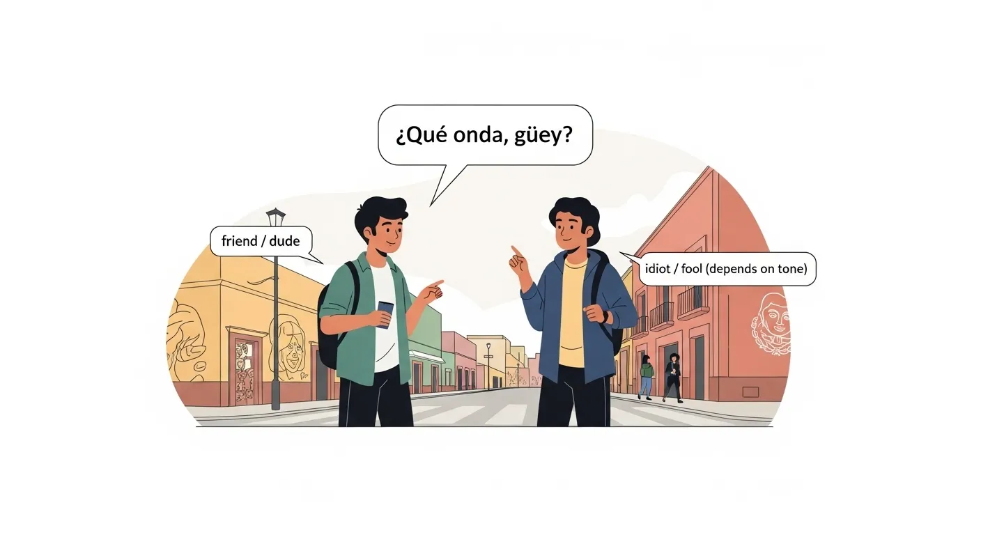 Mexican slang word güey meaning friend or idiot