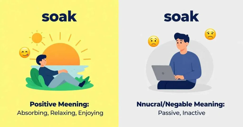 Illustration showing positive and negative meanings of soak slang