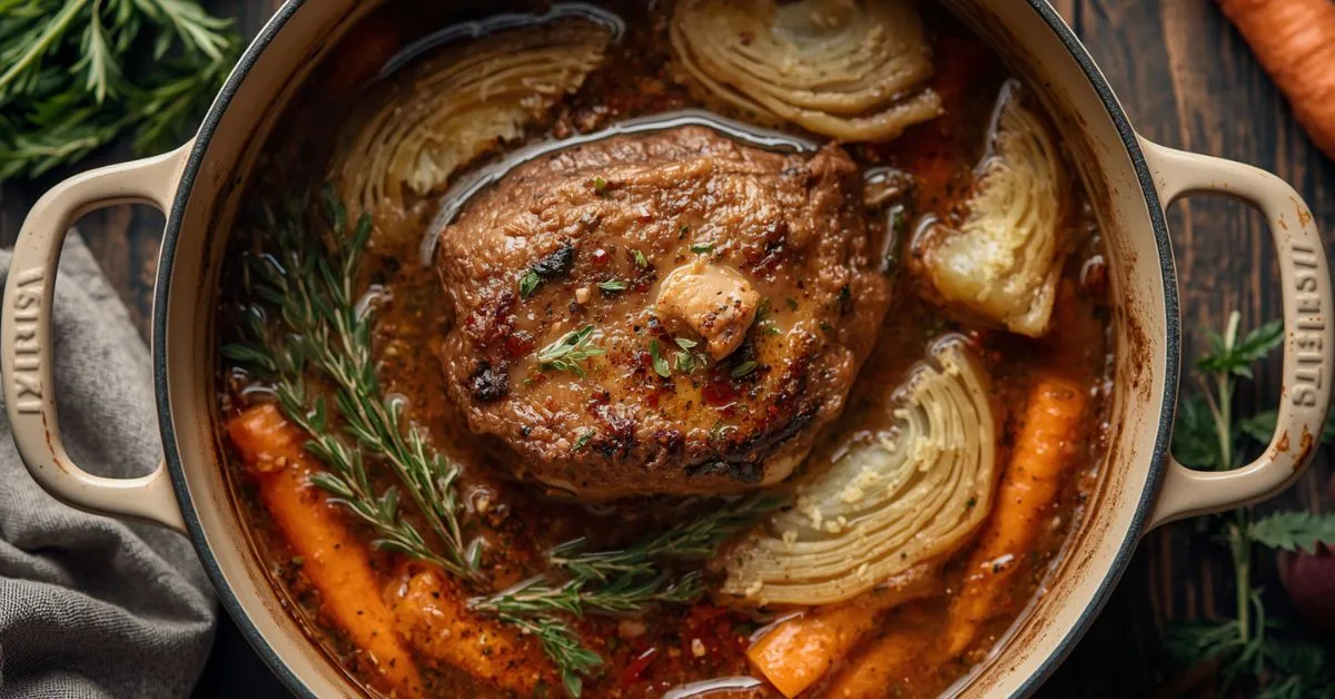 Braised food cooking method in a Dutch oven