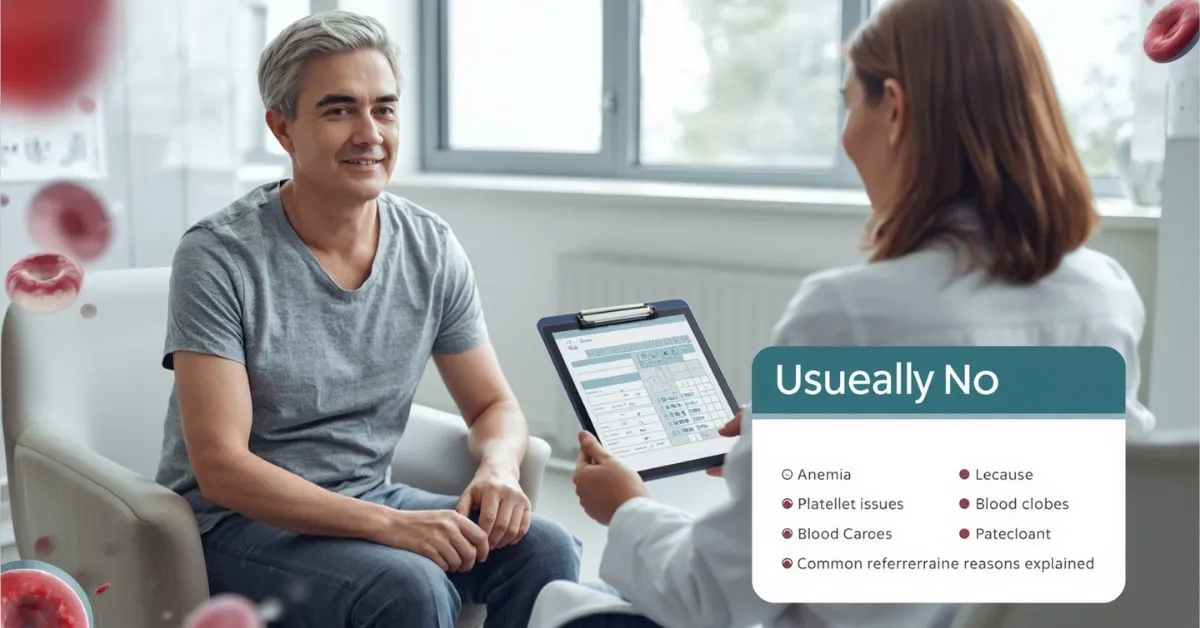 Hematologist reviewing blood tests