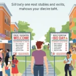 Student at college rush event