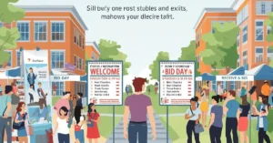 Student at college rush event