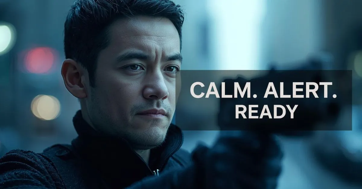 Calm alert person under pressure