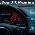 DTC meaning in car with OBD scanner and dashboard code display